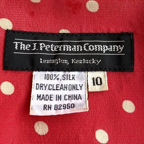 RARE Vintage J. Peterman Company '40s Style Silk Polka-Dot Dress - Picture 5 of 16